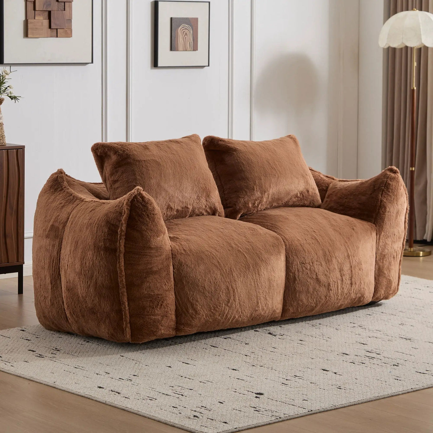 Giant Bean Bag Couch, Ultra Soft Fluffy Loveseat For Living Room by Unique Piece Furniture