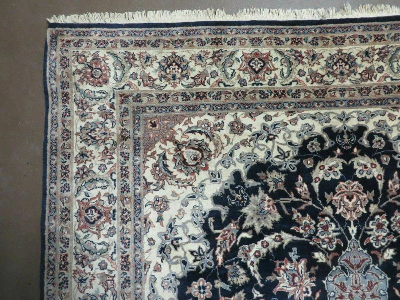 4' X 7' Vintage Handmade India Wool Silk Accent Rug Hand Knotted Black Organic by Jewel Rugs