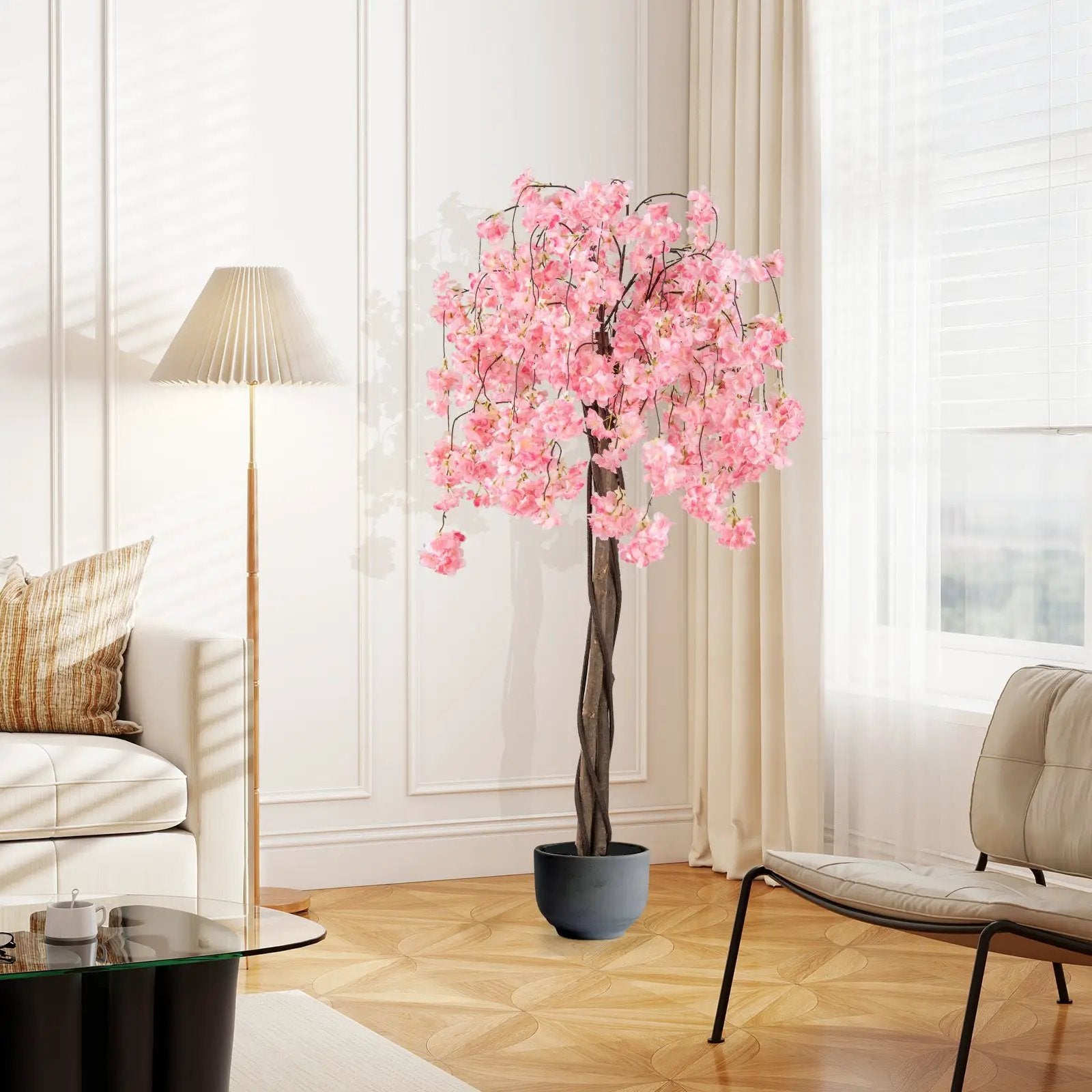 5.5 FT Tall Artificial Cherry Blossom Tree with Pink/White Flowers 1 Pack by DirectDeals