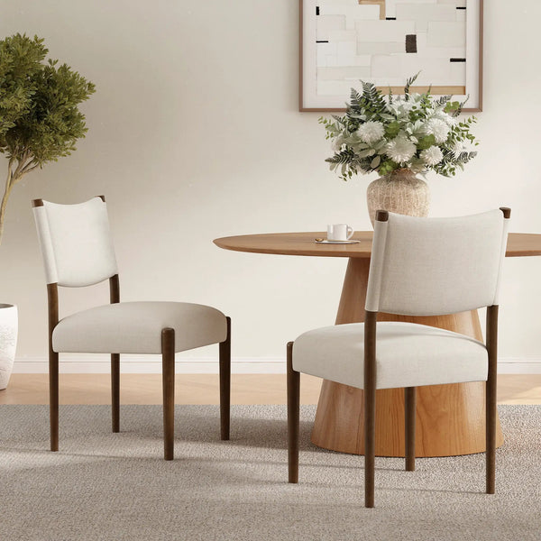 Modern Dining Chair with Thick Seat Cushion and Solid Wood Legs, Set of 2