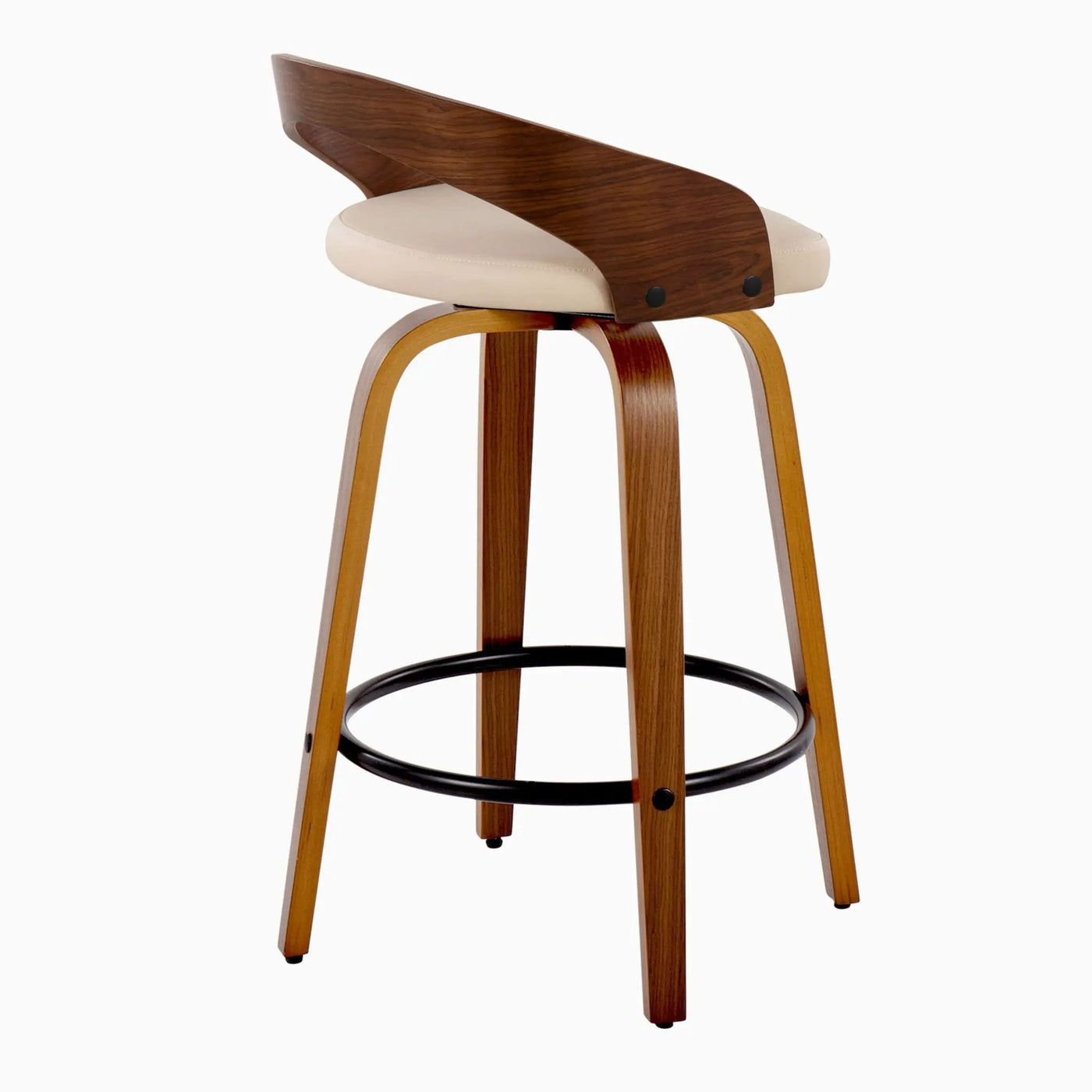 Grotto - Mid Century Modern Fixed Height Counter Stool With Swivel With Round Footrest (Set of 2) by HouseOfZazla