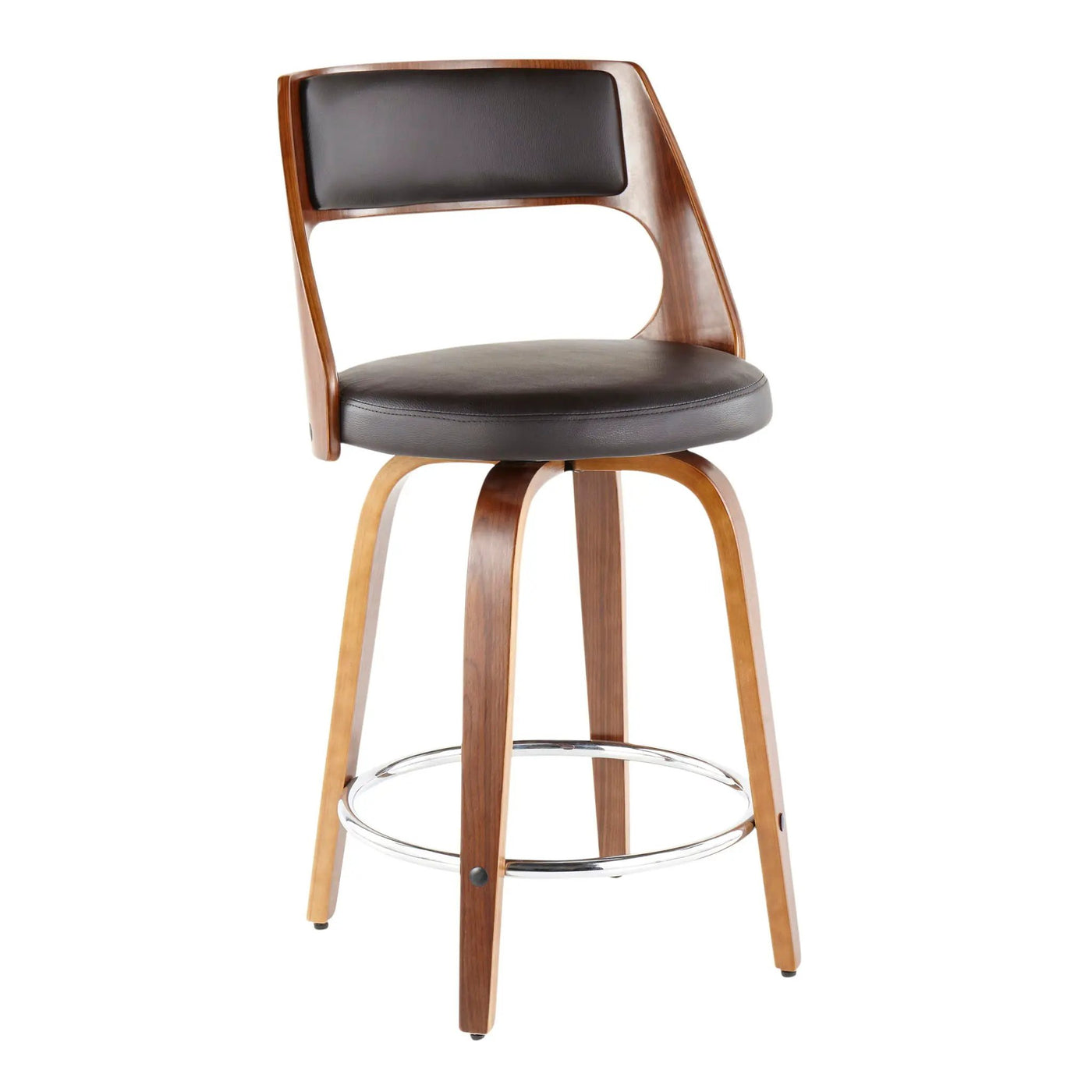 Cecina - Mid-Century Modern Fixed Height Counter Stool With Swivel And Round Footrest (Set of 2) by HouseOfZazla