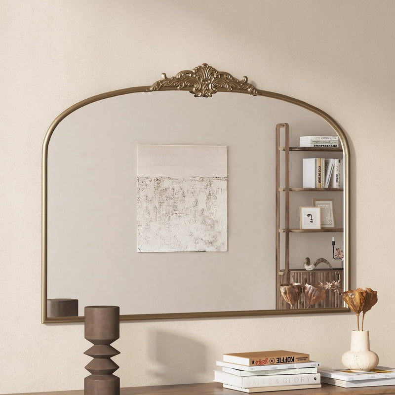 Vintage Arched Gold Mirror: 40'x30' Antique Brass Frame by HouseOfZazla