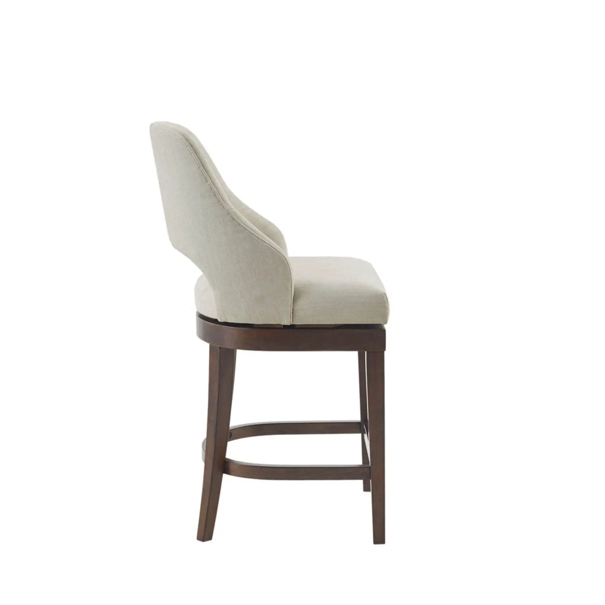 Counter Stool With Swivel Seat, Upholstery And Solid Wood Legs - Cream by Unique Piece Furniture