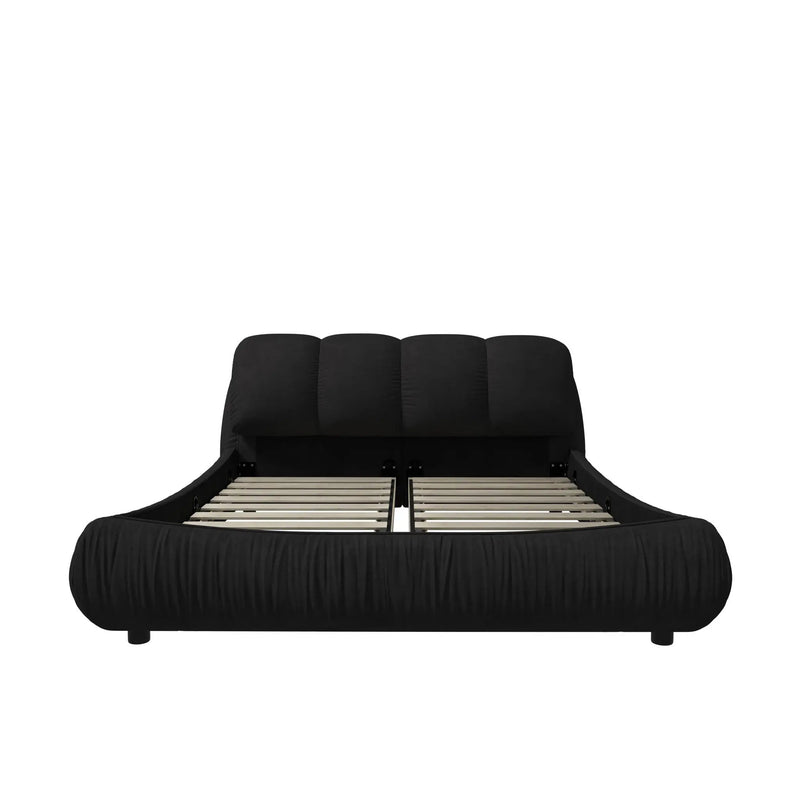 Luxury Upholstered Platform Bed With Oversized Padded Backrest And Solid Wood Frame by HouseOfZazla