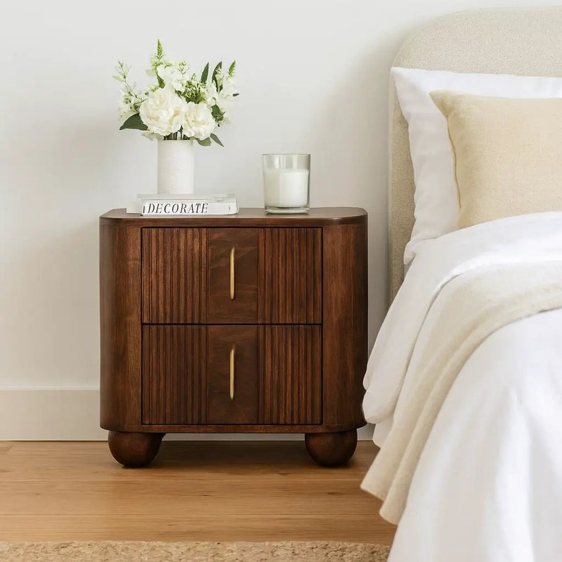 Solid Wood Marlowe Fluted Nightstand by HouseOfZazla