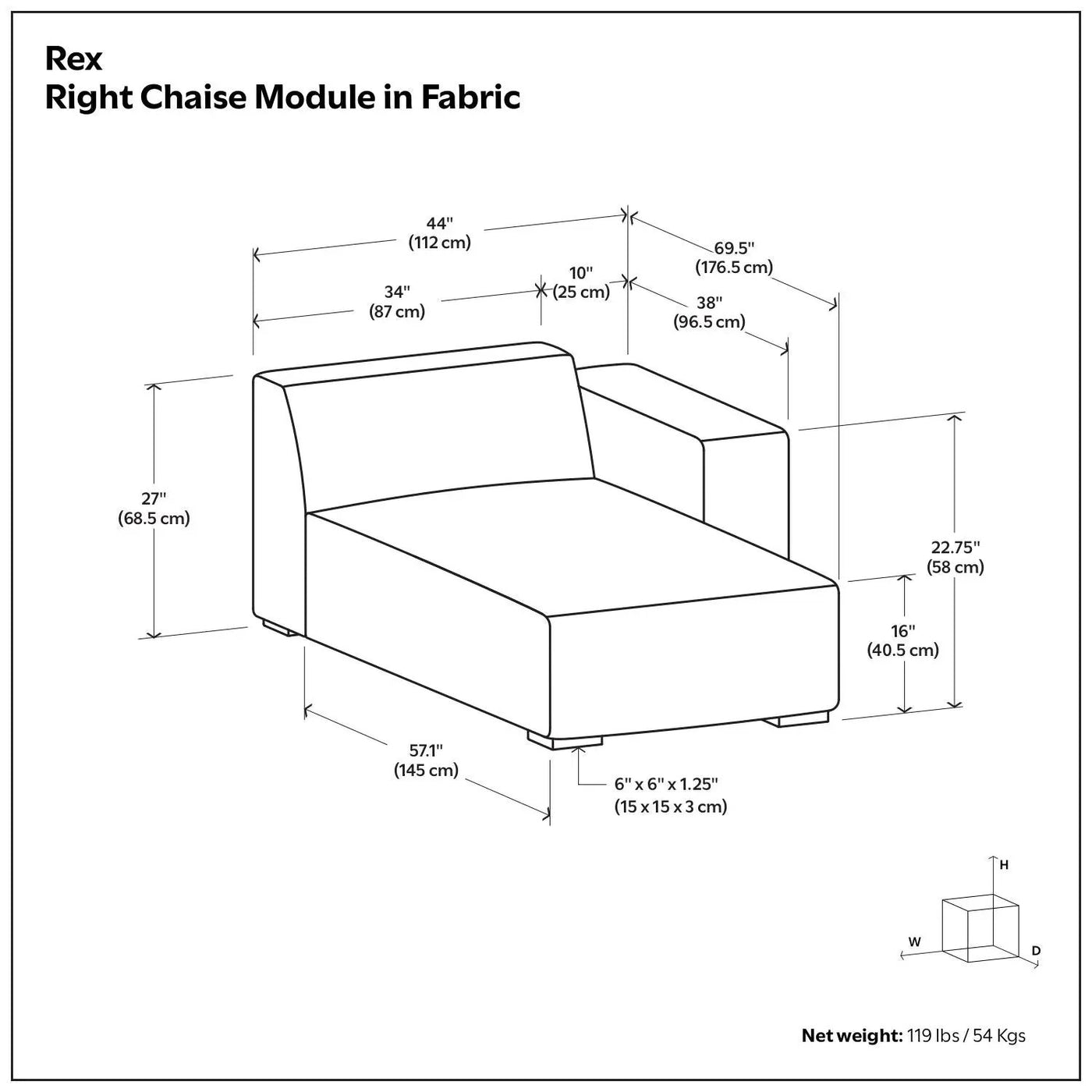 Rex - Chaise Sofa Module by HouseOfZazla