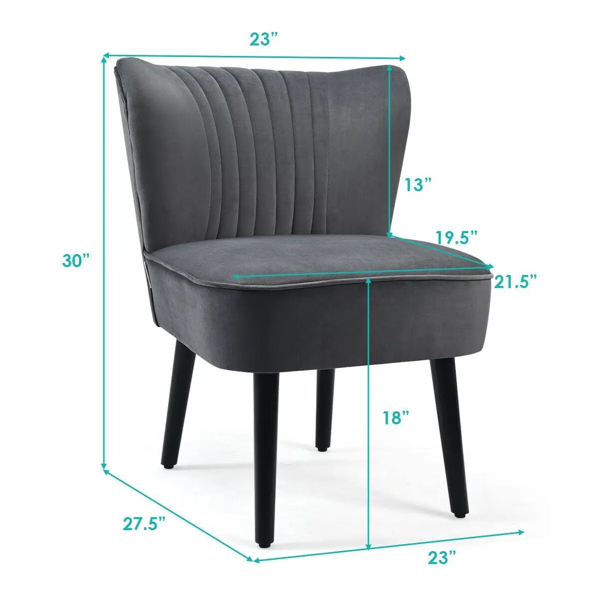 Set of 2 Upholstered Modern Leisure Club Chairs with Solid Wood Legs by DirectDeals