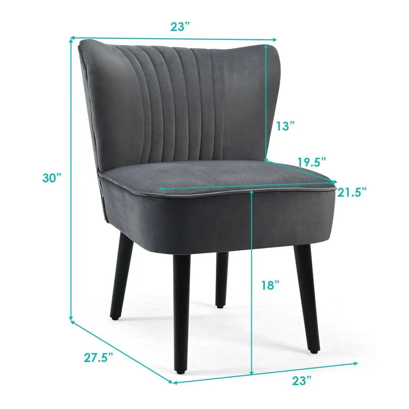 Set of 2 Upholstered Modern Leisure Club Chairs with Solid Wood Legs by DirectDeals