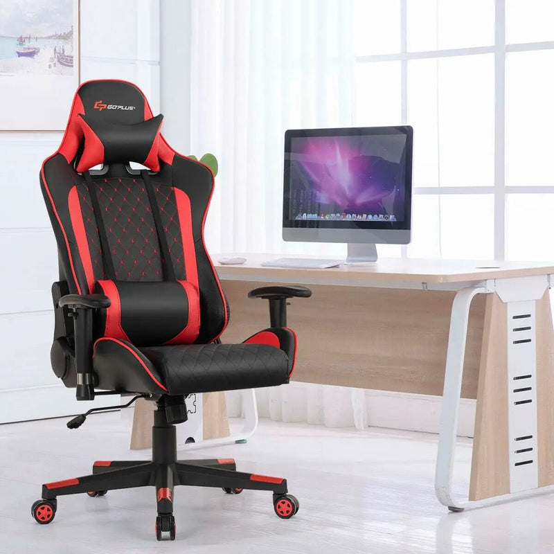 Massage Gaming Chair with Lumbar Support and Headrest by DirectDeals