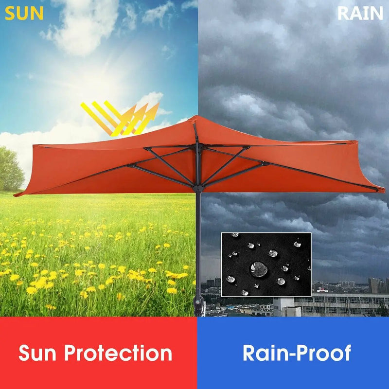 9Ft Patio Bistro Half Round Umbrella by DirectDeals