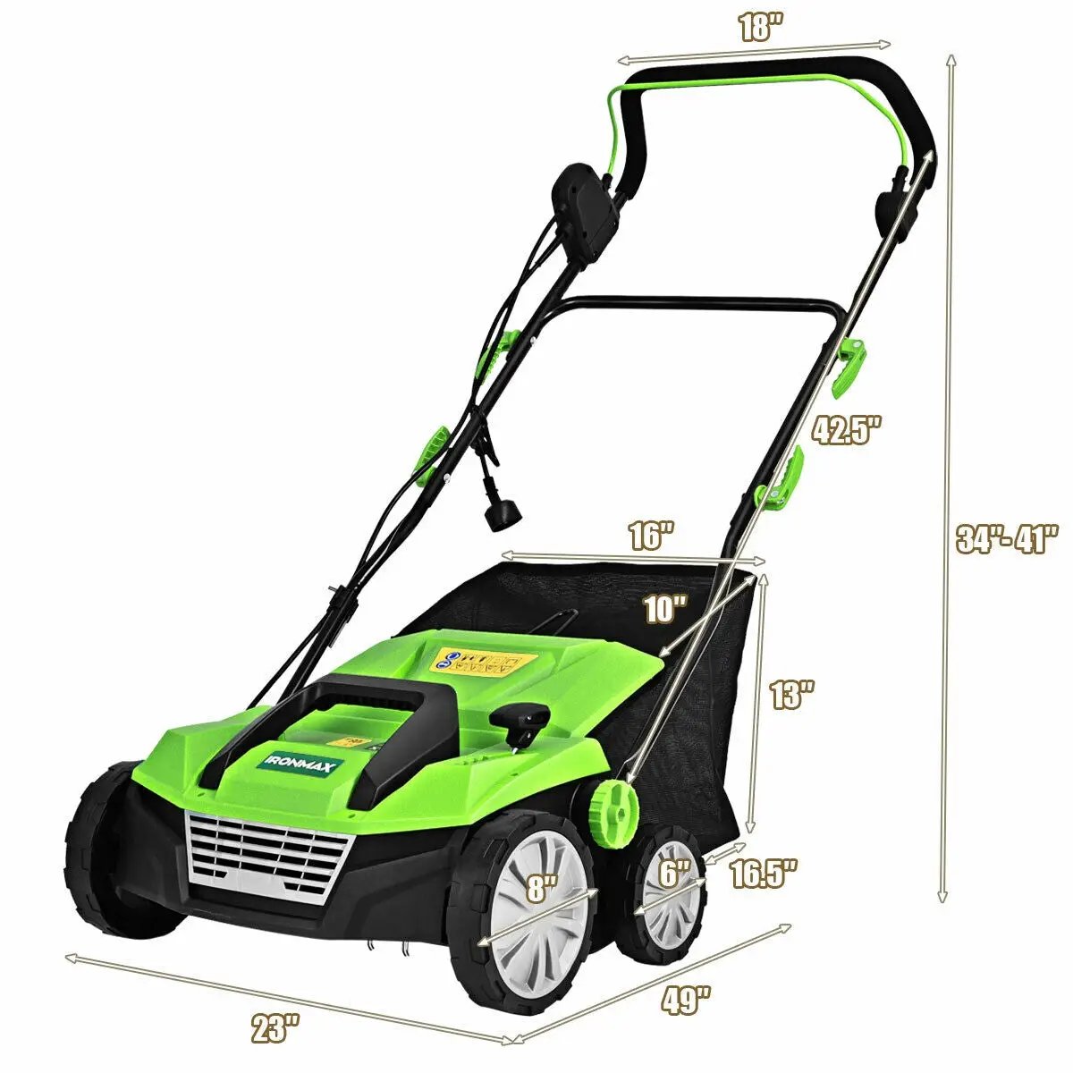 15 Inch 13 Amp Electric Scarifier with Collection Bag and Removable Blades by DirectDeals