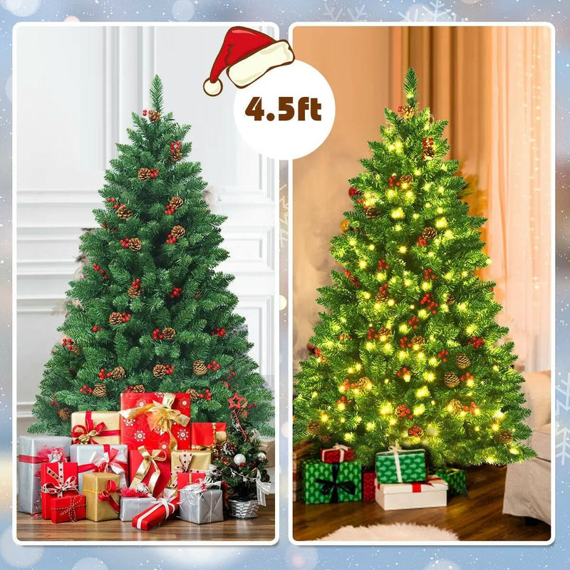4.5 Feet Pre-lit Hinged Christmas Tree with 300 LED Lights by DirectDeals