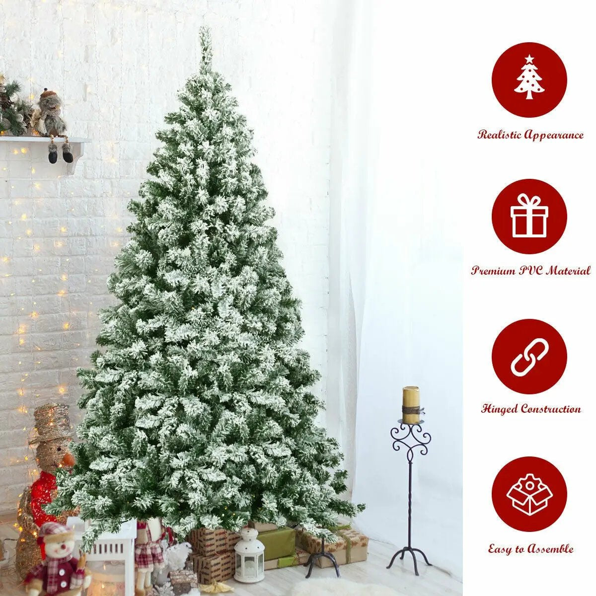 6 Feet Snow Flocked Artificial Christmas Tree Hinged with 928 Tips by DirectDeals