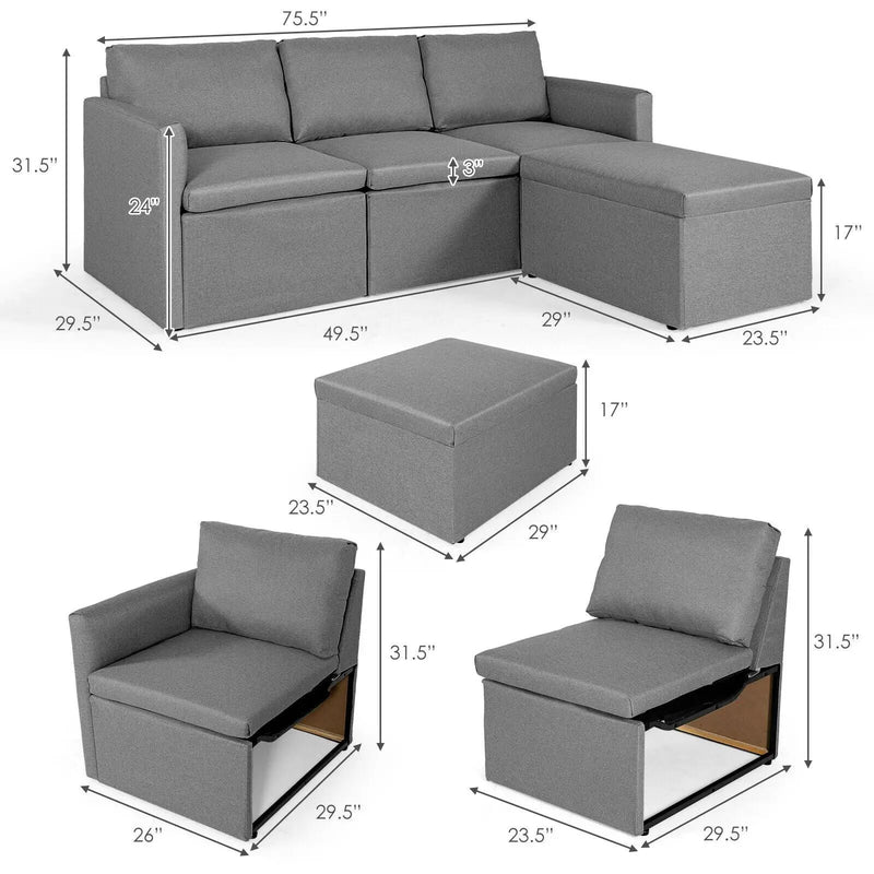 Convertible L-Shaped Sectional Sofa Couch with Reversible Chaise by DirectDeals