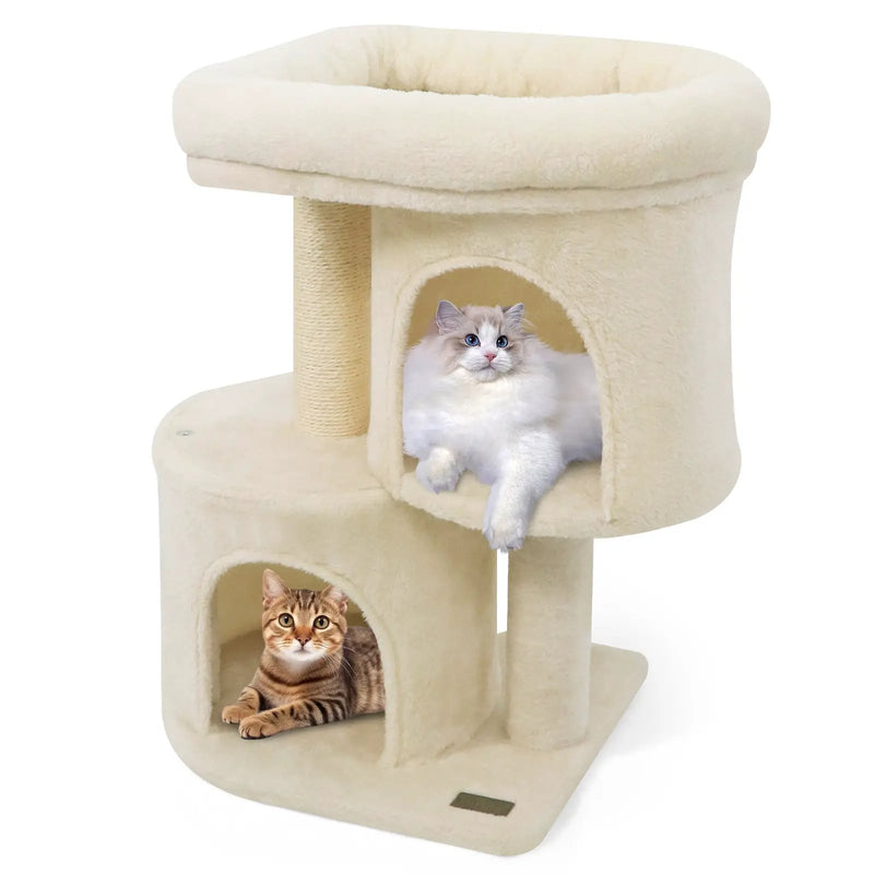 26 Inch Cat Tower with Large Padded Push Perch and Dual Condos by DirectDeals