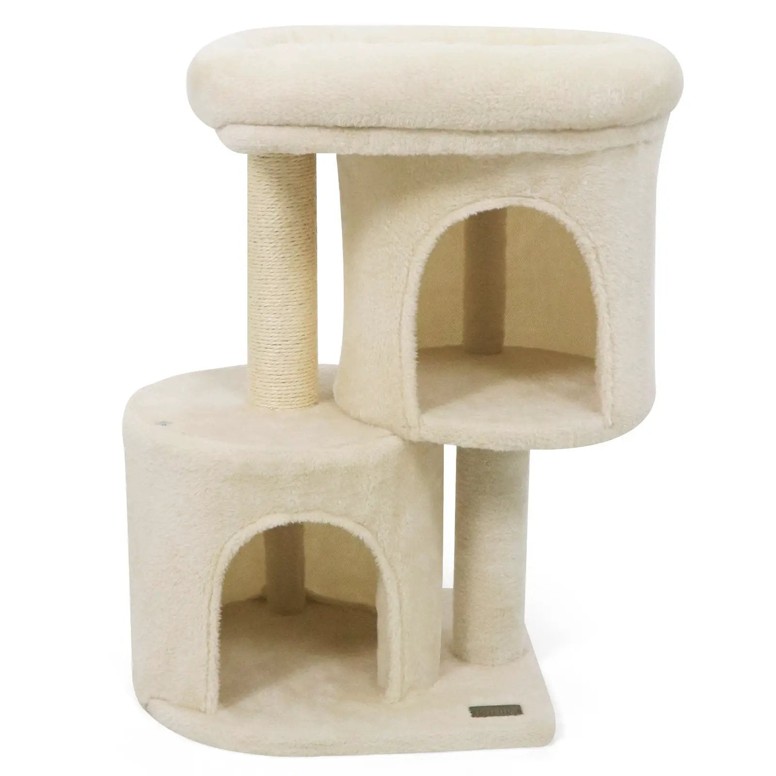 26 Inch Cat Tower with Large Padded Push Perch and Dual Condos by DirectDeals