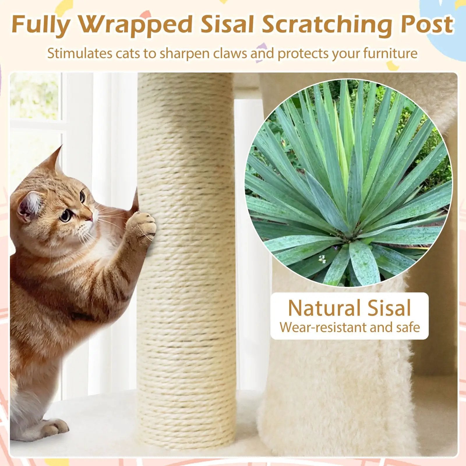 26 Inch Cat Tower with Large Padded Push Perch and Dual Condos by DirectDeals