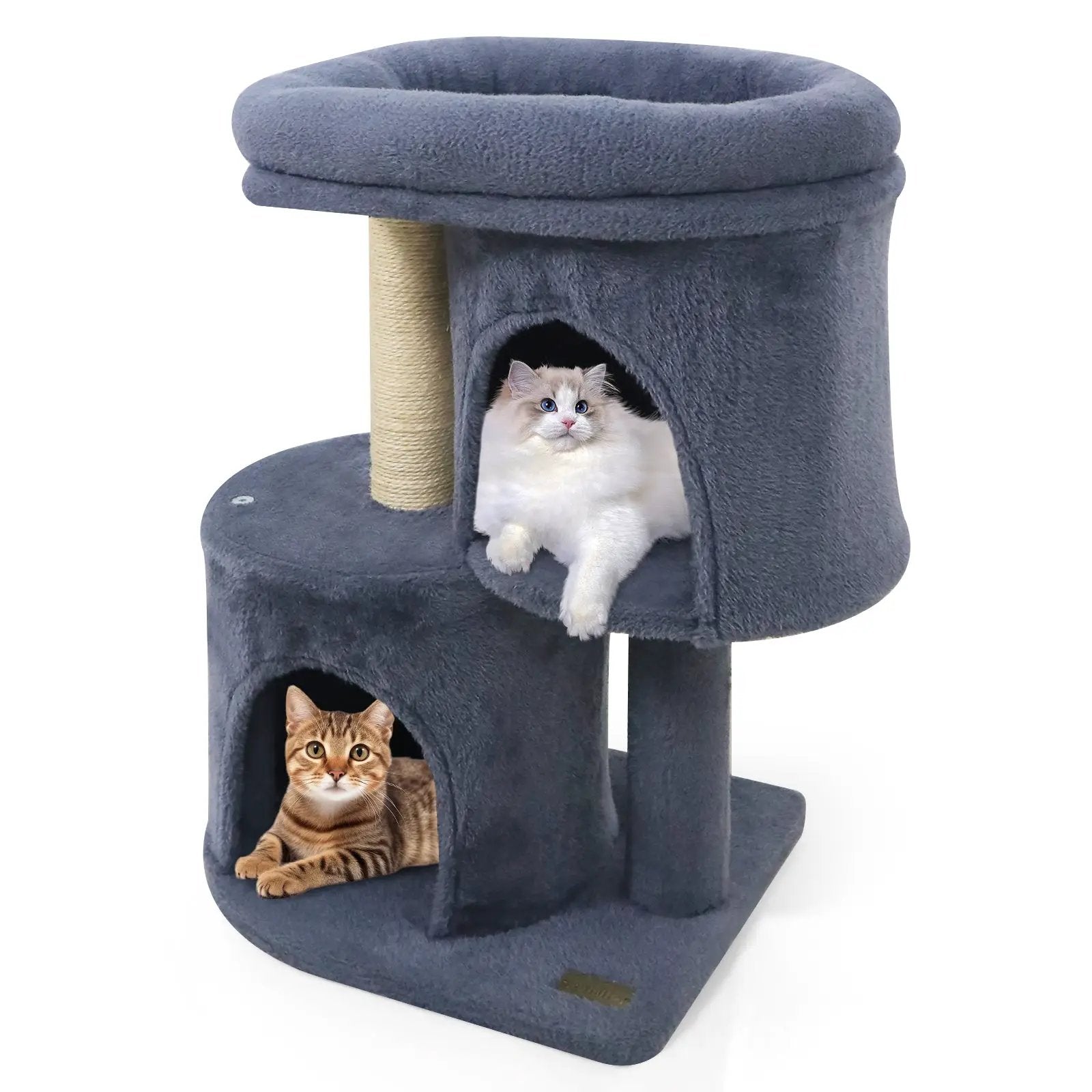 26 Inch Cat Tower with Large Padded Push Perch and Dual Condos by DirectDeals