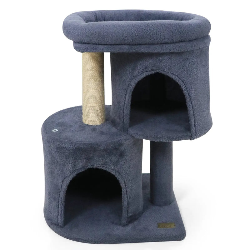 26 Inch Cat Tower with Large Padded Push Perch and Dual Condos by DirectDeals