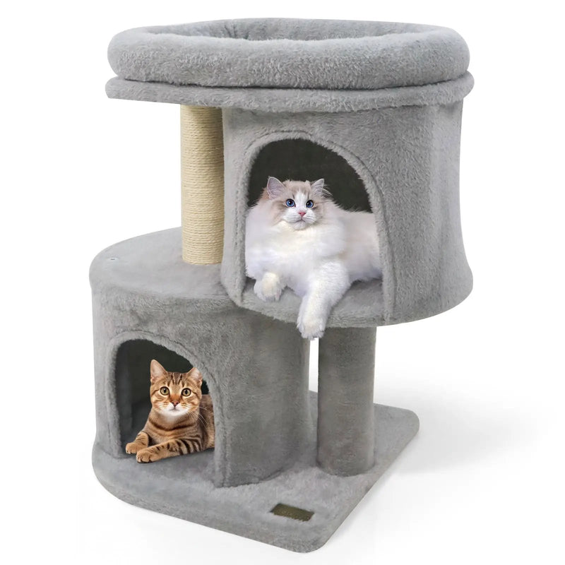 26 Inch Cat Tower with Large Padded Push Perch and Dual Condos by DirectDeals