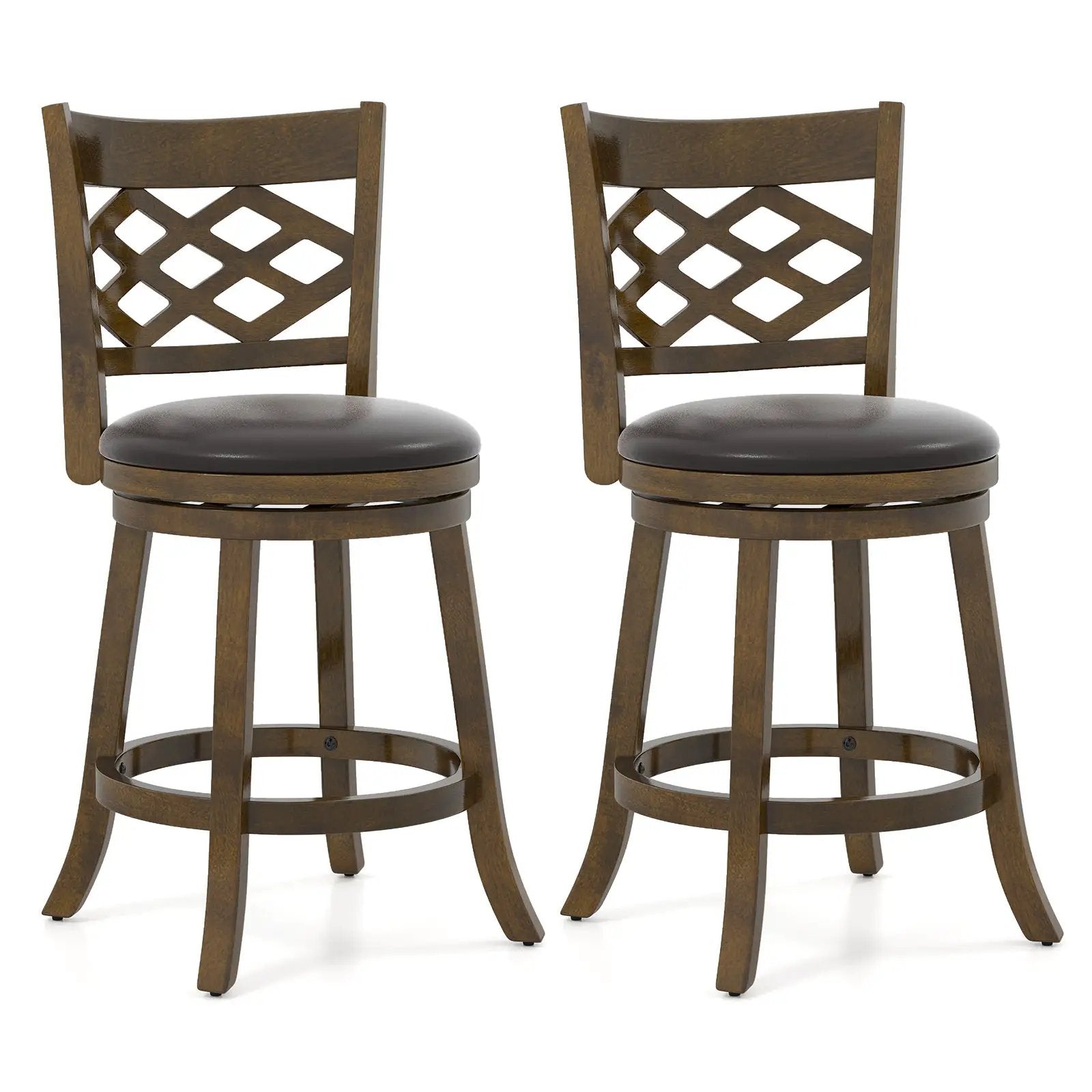 26 Inch Counter Height Bar Stools Set of 2 with Rubber Wood Frame by DirectDeals