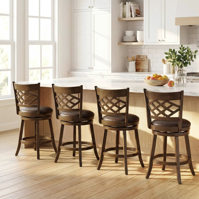 26 Inch Counter Height Bar Stools Set of 2 with Rubber Wood Frame by DirectDeals