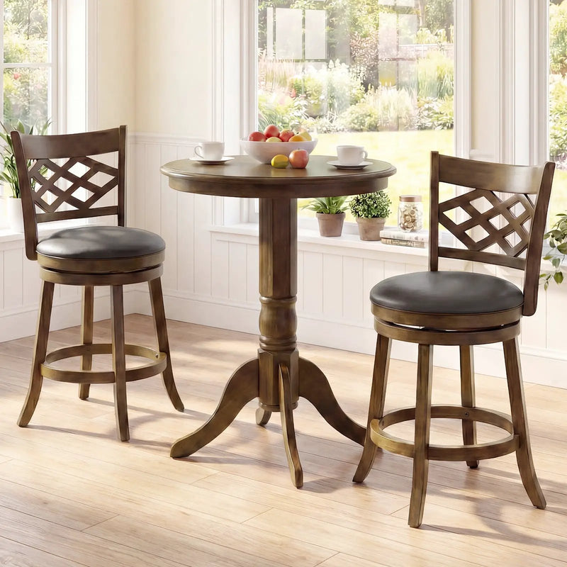 26 Inch Counter Height Bar Stools Set of 2 with Rubber Wood Frame by DirectDeals