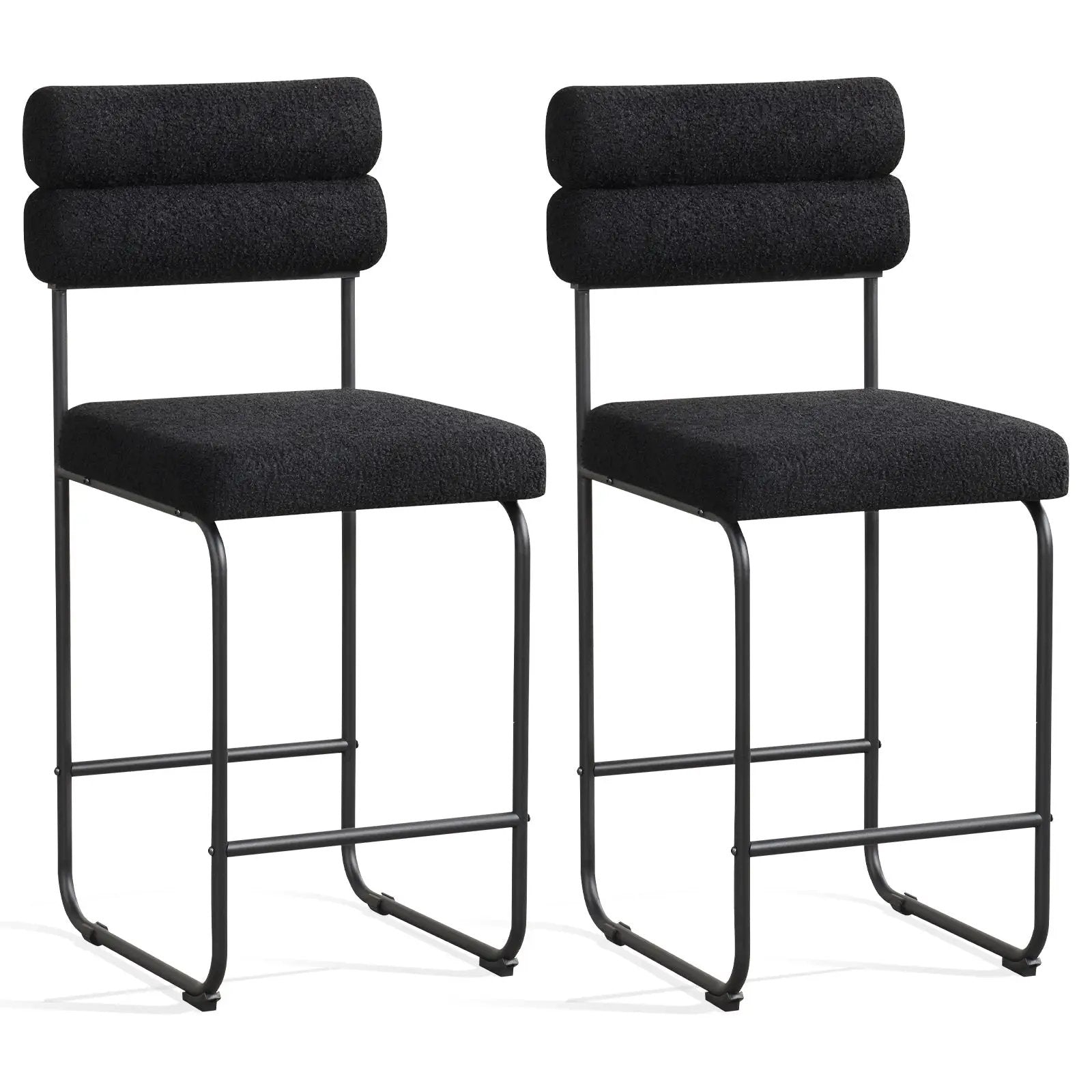 26 Inch Counter Height Bar Stools Set of 2 with Metal Frame and Footrest by DirectDeals