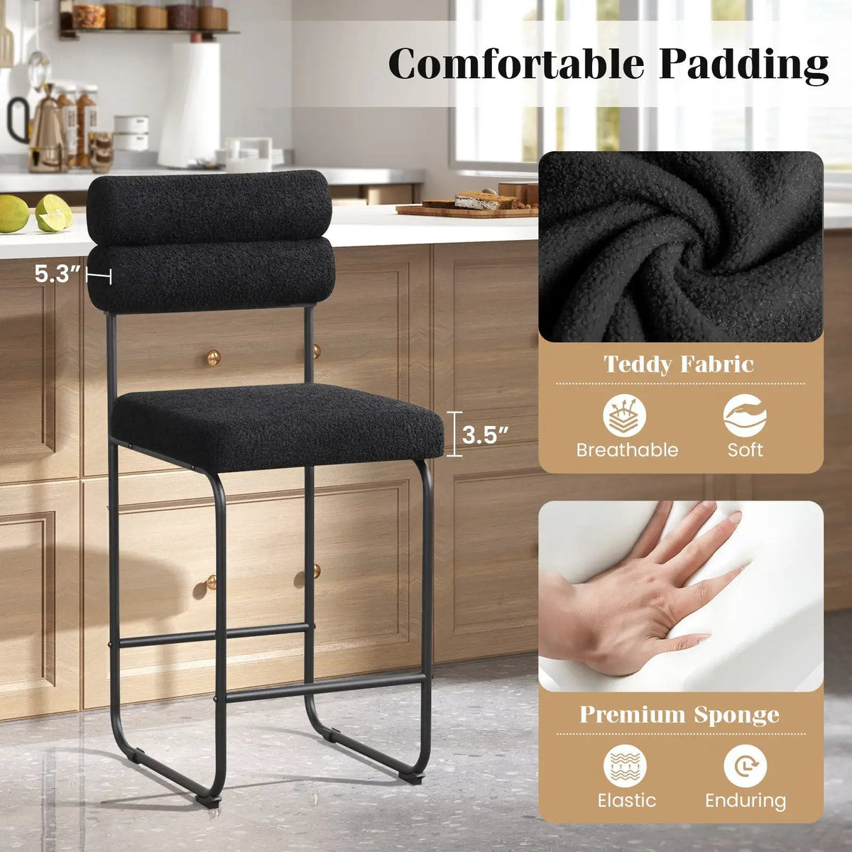 26 Inch Counter Height Bar Stools Set of 2 with Metal Frame and Footrest by DirectDeals