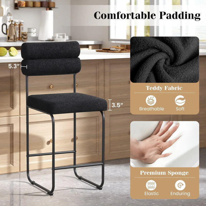 26 Inch Counter Height Bar Stools Set of 2 with Metal Frame and Footrest by DirectDeals