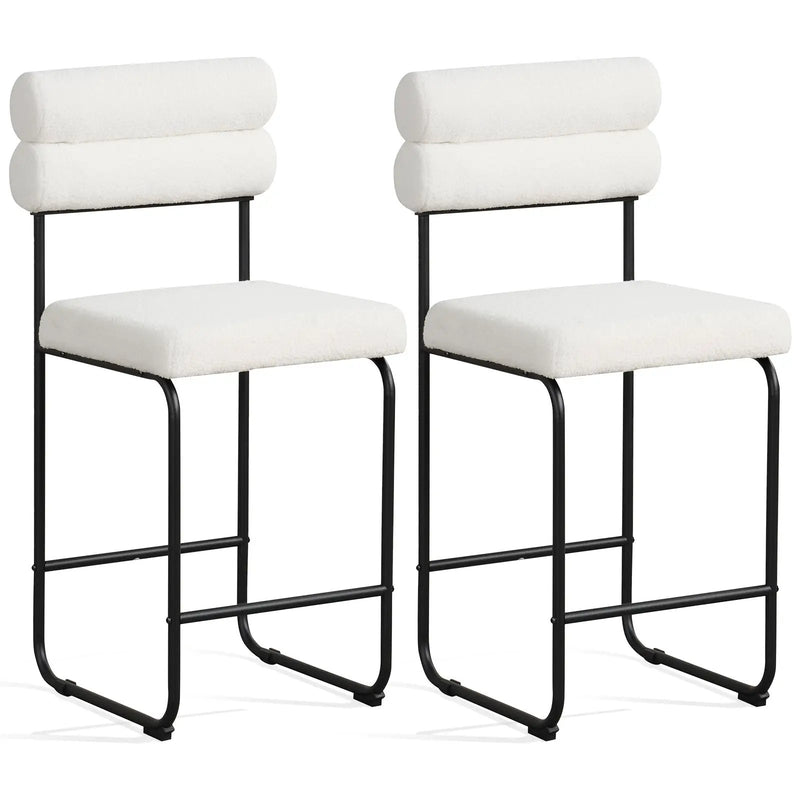 26 Inch Counter Height Bar Stools Set of 2 with Metal Frame and Footrest by DirectDeals