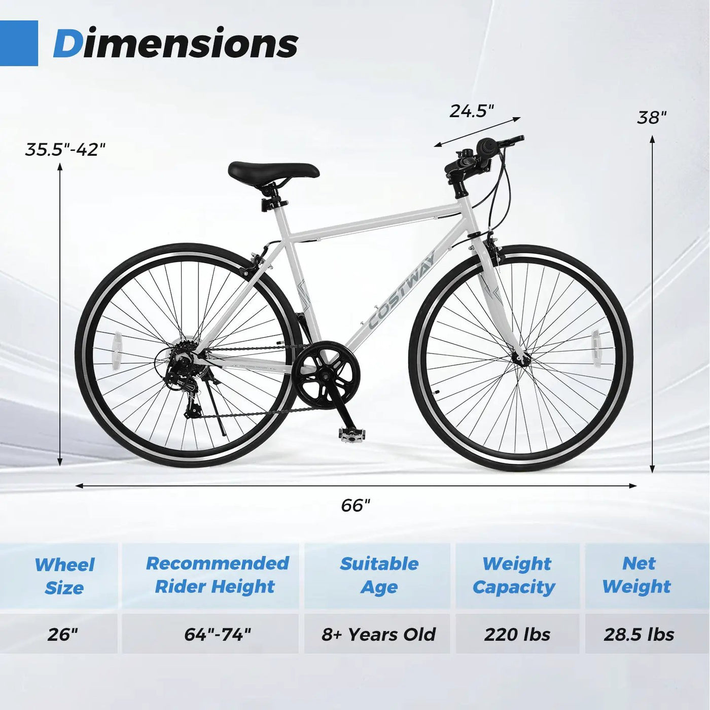 26 Inch Mountain Bike Adjustable with 6-Speed and All-terrain Rubber Wheels by DirectDeals