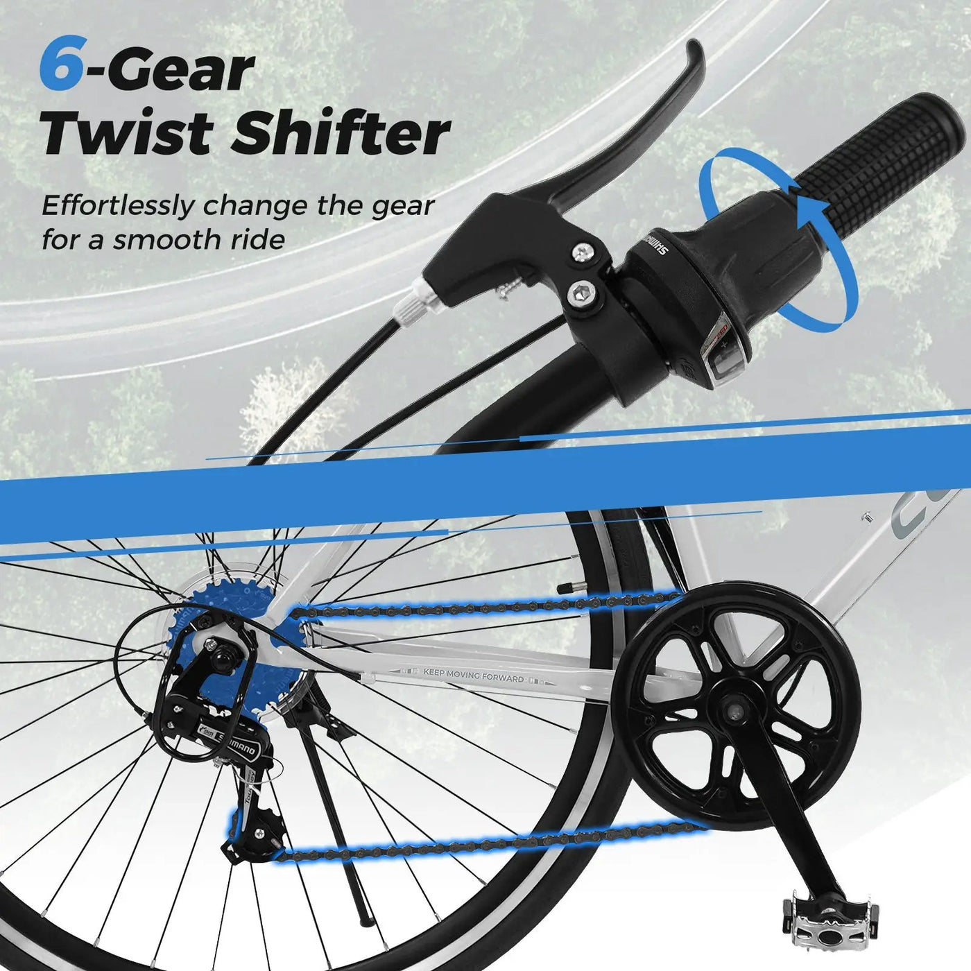 26 Inch Mountain Bike Adjustable with 6-Speed and All-terrain Rubber Wheels by DirectDeals
