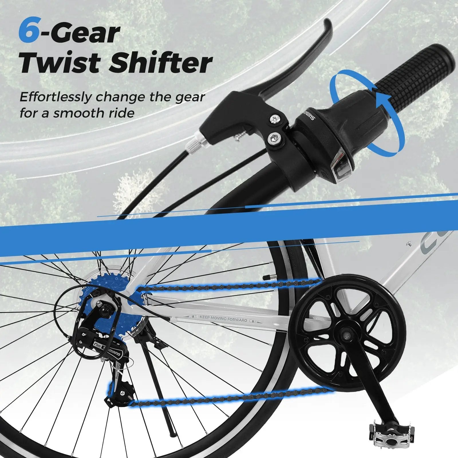 26 Inch Mountain Bike Adjustable with 6-Speed and All-terrain Rubber Wheels by DirectDeals