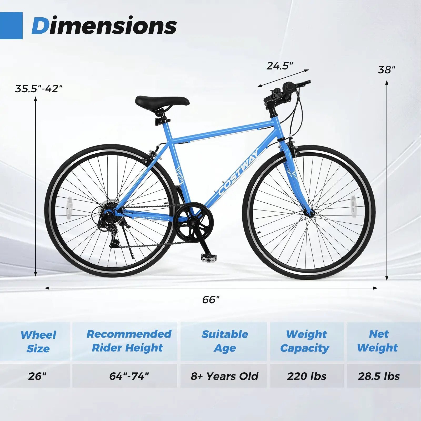26 Inch Mountain Bike Adjustable with 6-Speed and All-terrain Rubber Wheels by DirectDeals