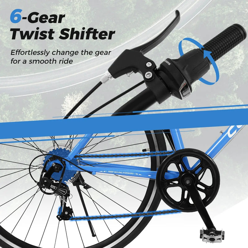 26 Inch Mountain Bike Adjustable with 6-Speed and All-terrain Rubber Wheels by DirectDeals