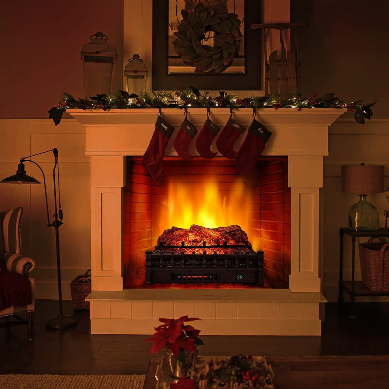 26 Inches Infrared Quartz Electric Fireplace with Realistic Pinewood Ember Bed by DirectDeals