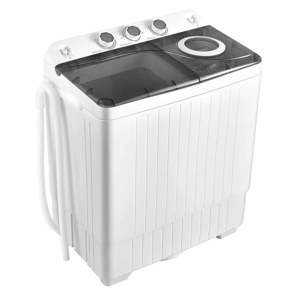 26 LBS Twin Tub Portable Washing Machine with Built-In Drain Pump-Gray by DirectDeals