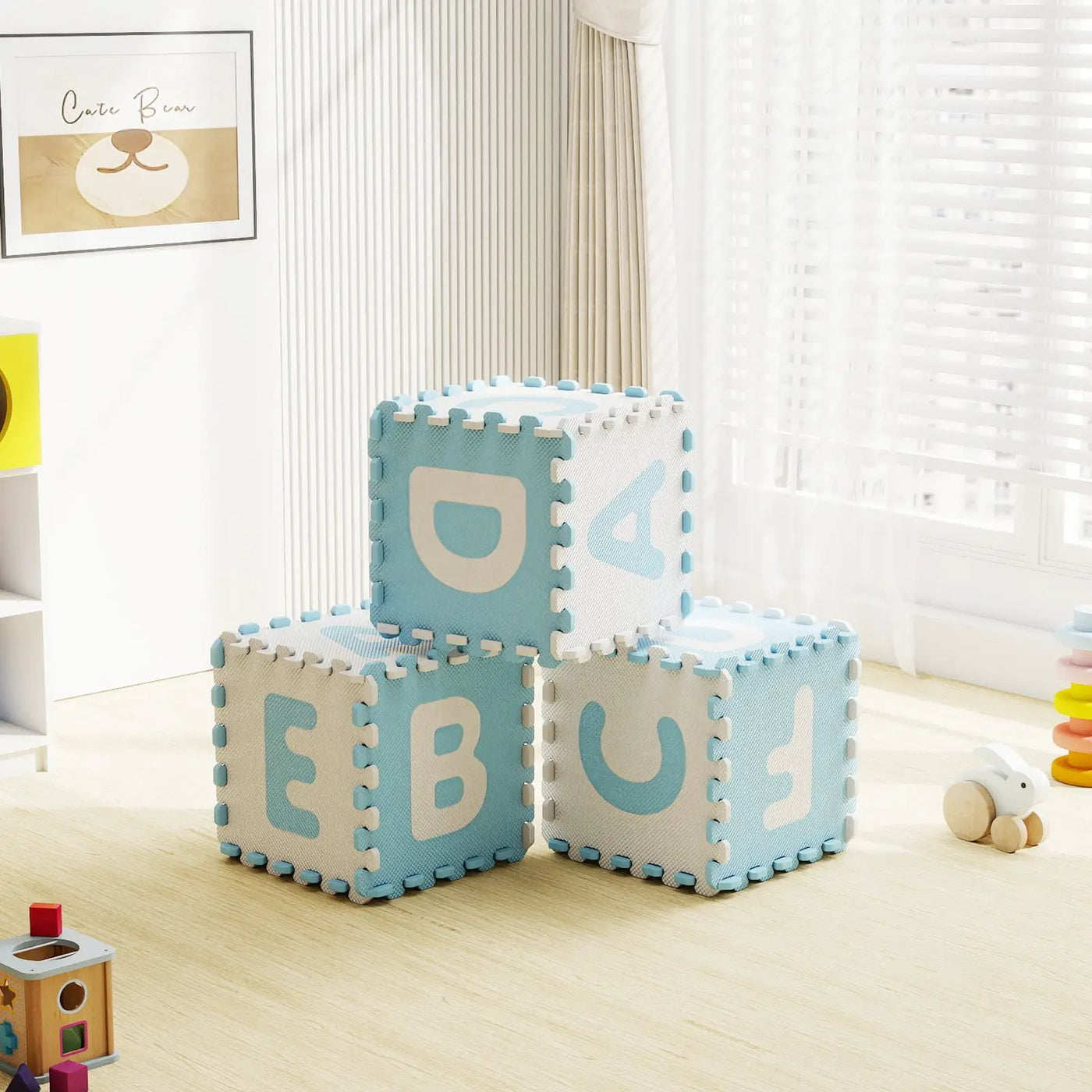 26 Pieces Interlocking ABC Play Mats with Detachable Letters by DirectDeals