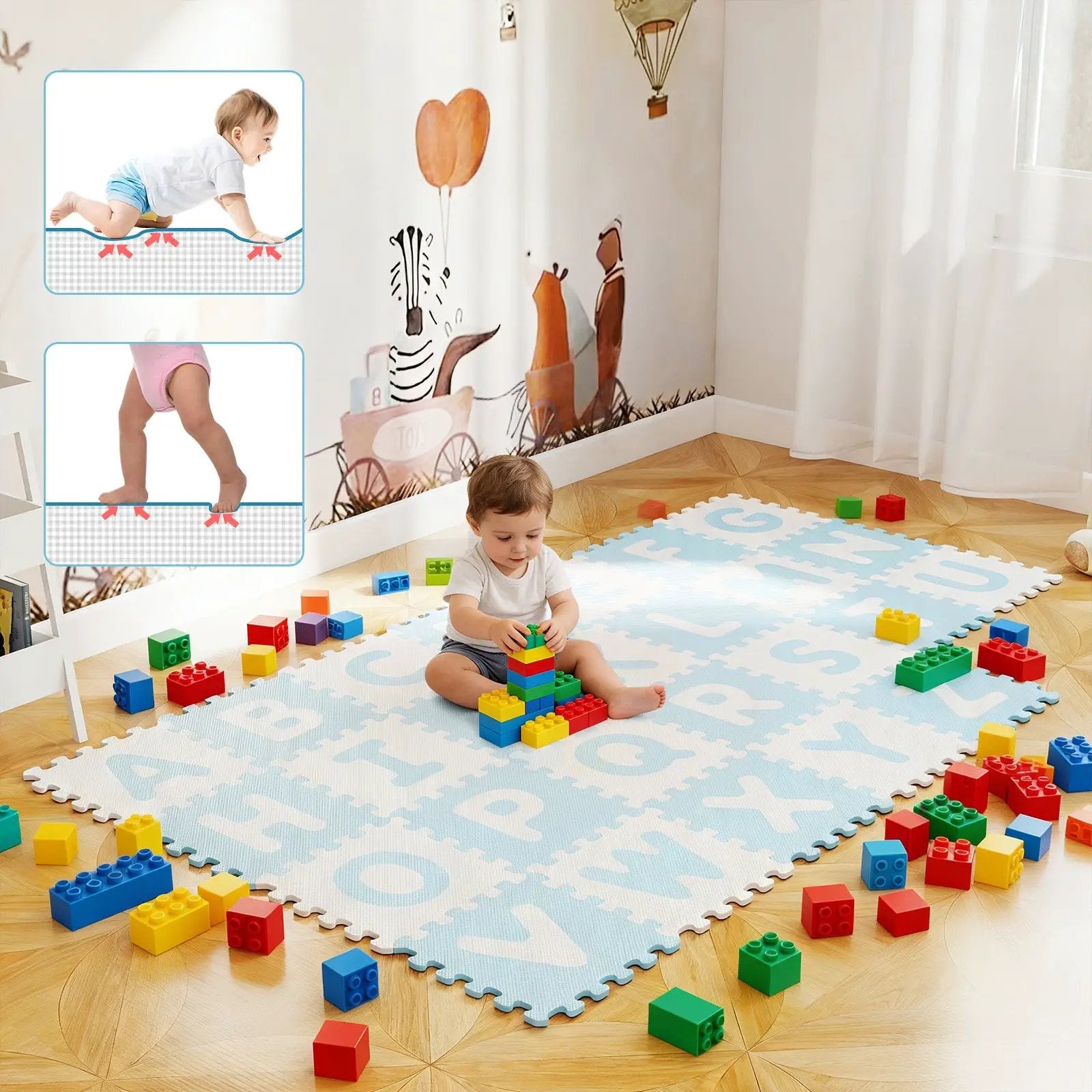 26 Pieces Interlocking ABC Play Mats with Detachable Letters by DirectDeals