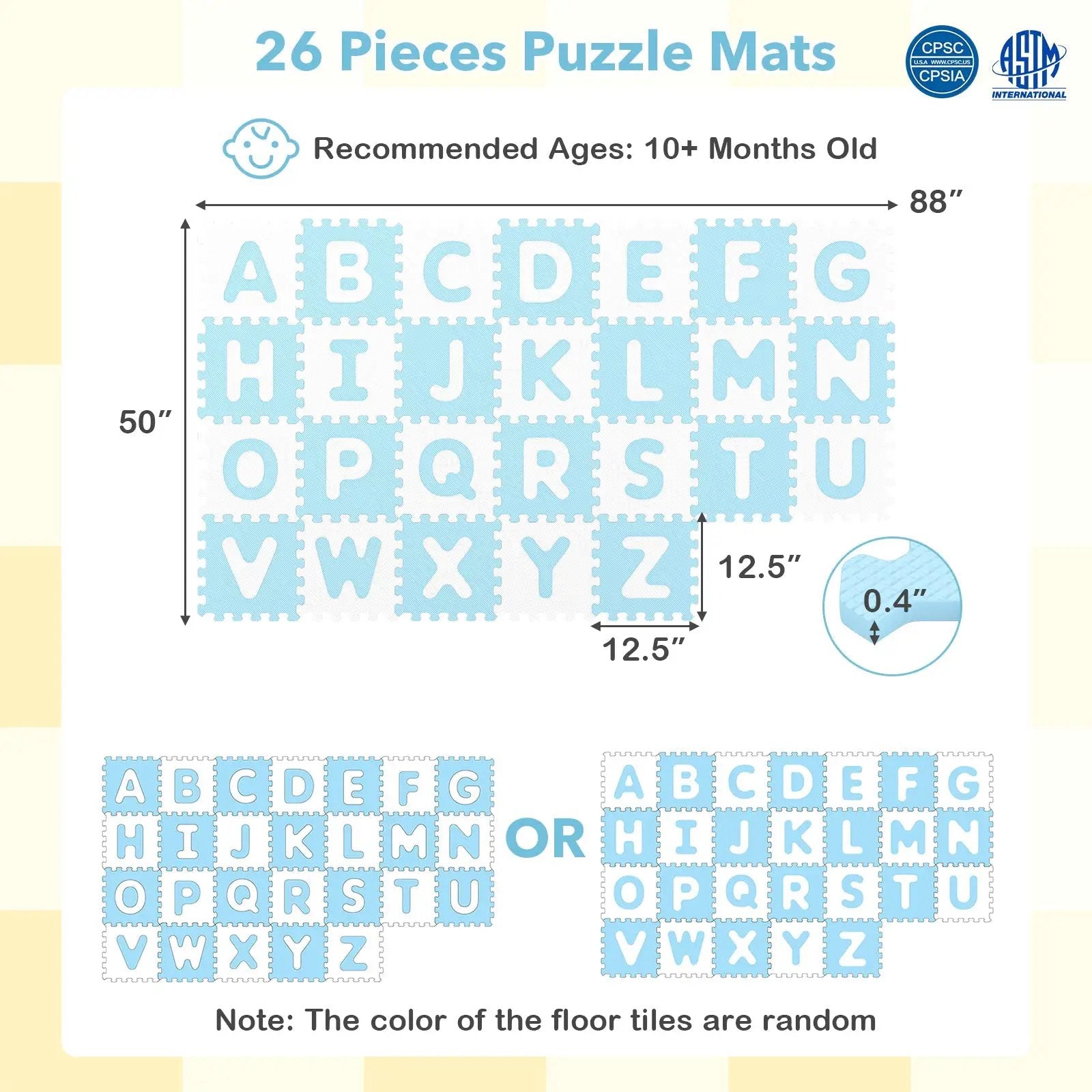 26 Pieces Interlocking ABC Play Mats with Detachable Letters by DirectDeals