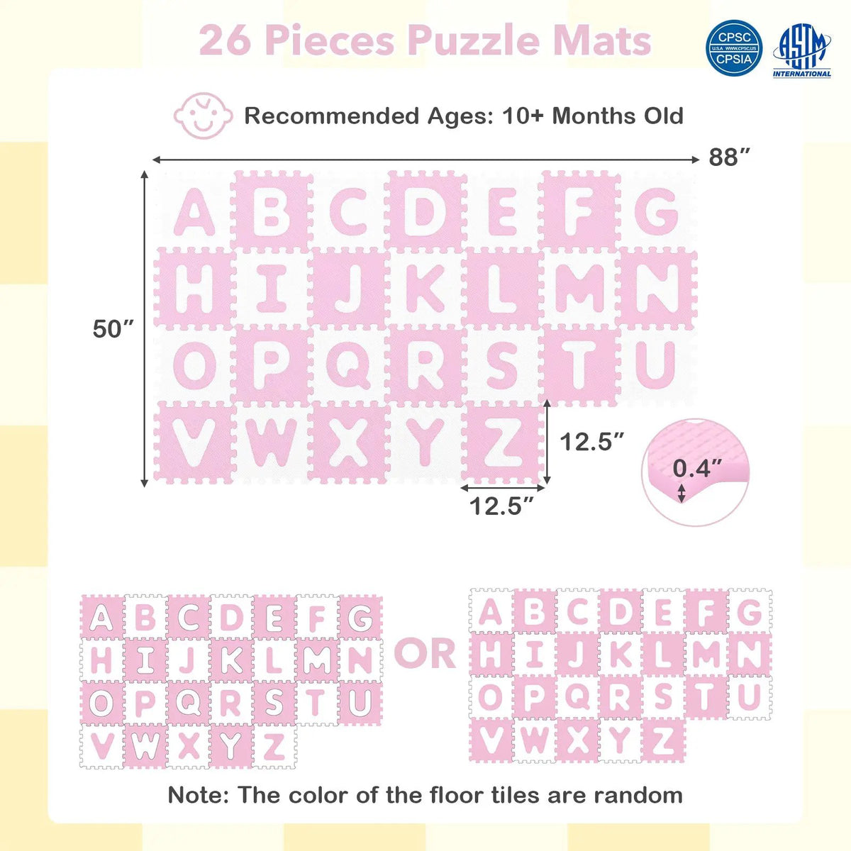 26 Pieces Interlocking ABC Play Mats with Detachable Letters by DirectDeals