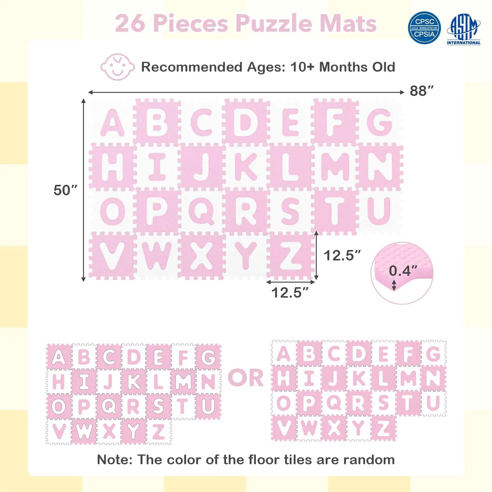 26 Pieces Interlocking ABC Play Mats with Detachable Letters by DirectDeals