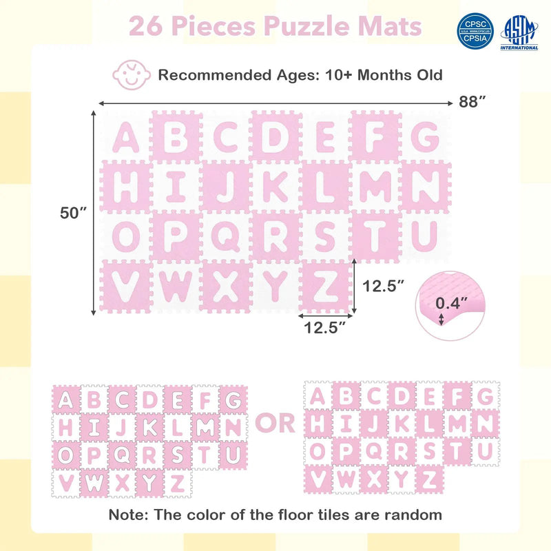 26 Pieces Interlocking ABC Play Mats with Detachable Letters by DirectDeals