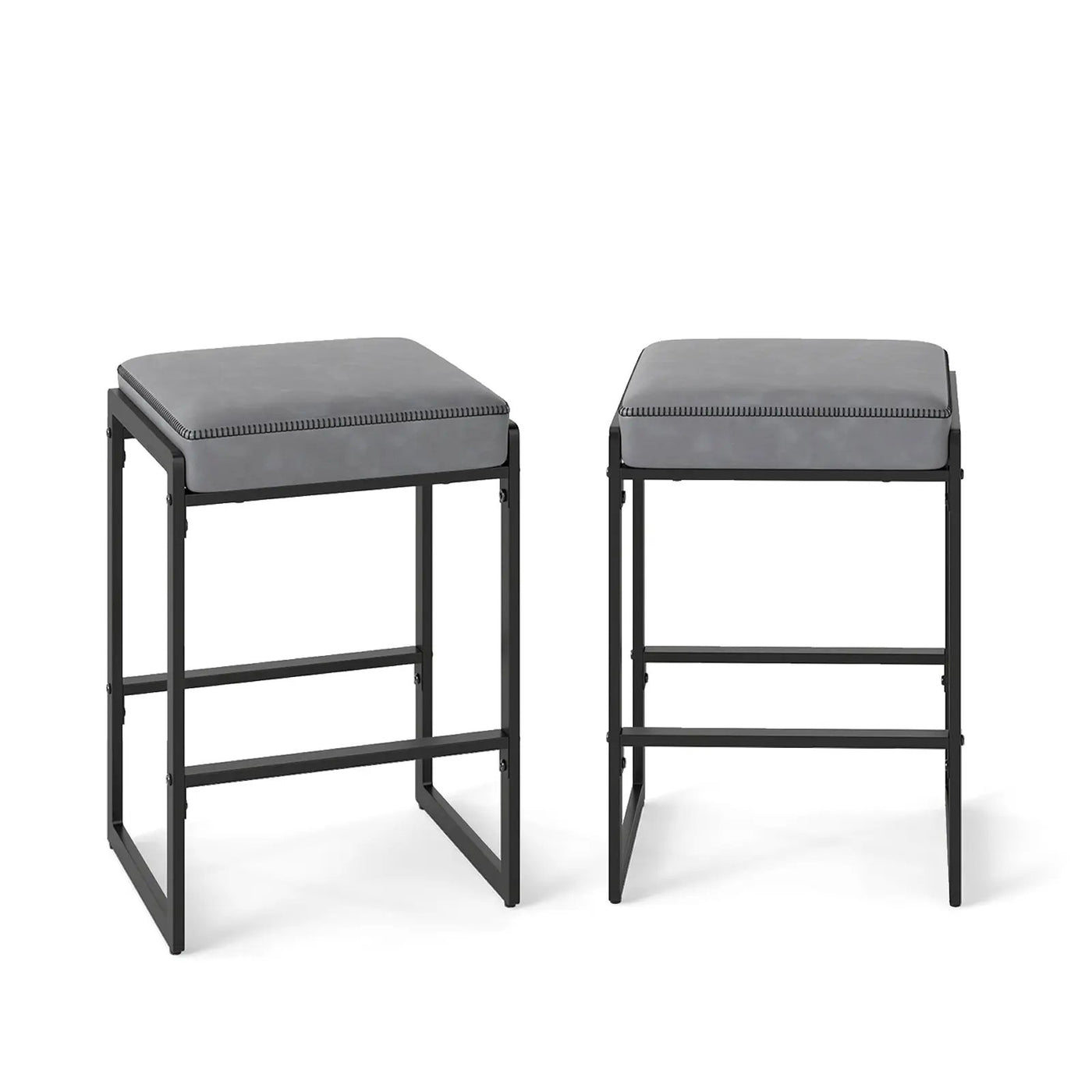 26 inch Bar Stools Set of 2 Counter Height Barstools with Faux Leather Upholstered Seat by DirectDeals