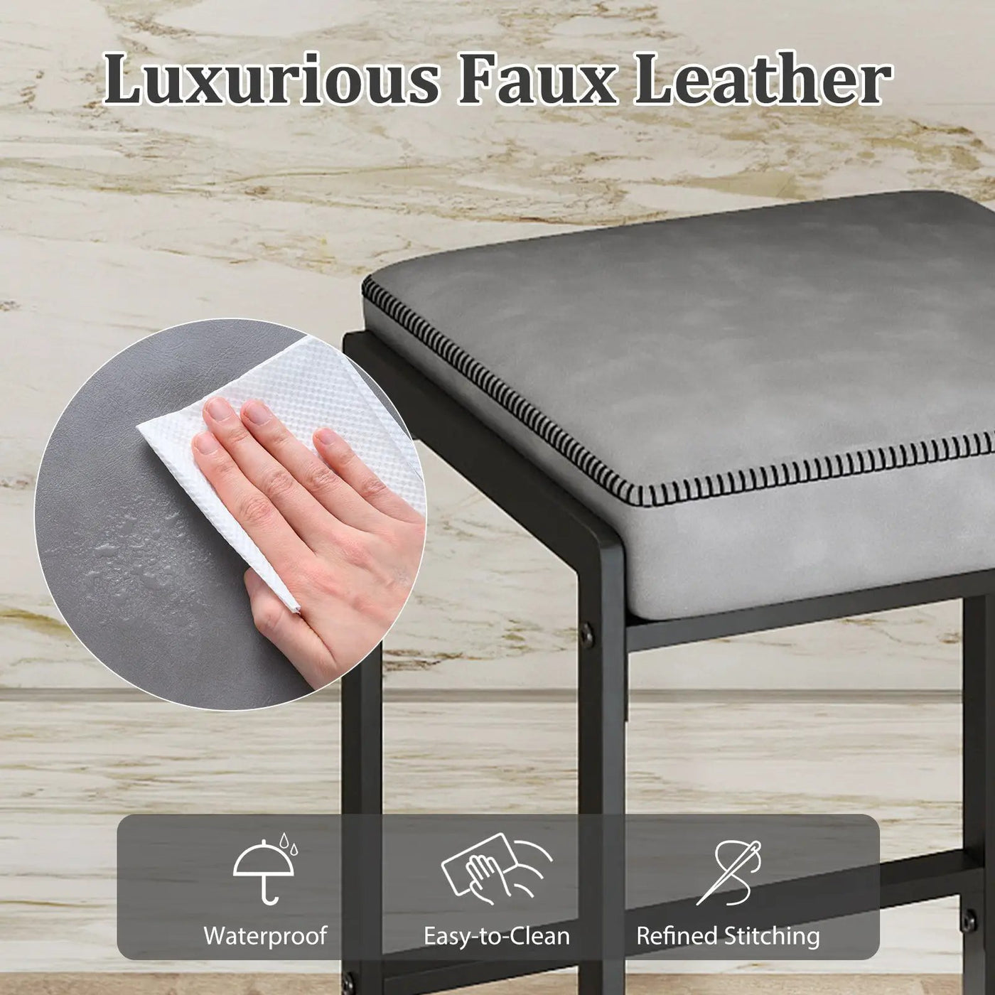 26 inch Bar Stools Set of 2 Counter Height Barstools with Faux Leather Upholstered Seat by DirectDeals