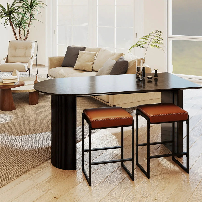 26 inch Bar Stools Set of 4 Counter Height Barstools with Faux Leather Upholstered Seat by DirectDeals