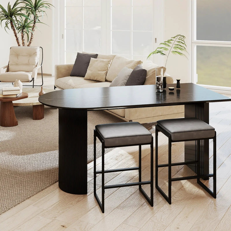 26 inch Bar Stools Set of 4 Counter Height Barstools with Faux Leather Upholstered Seat by DirectDeals