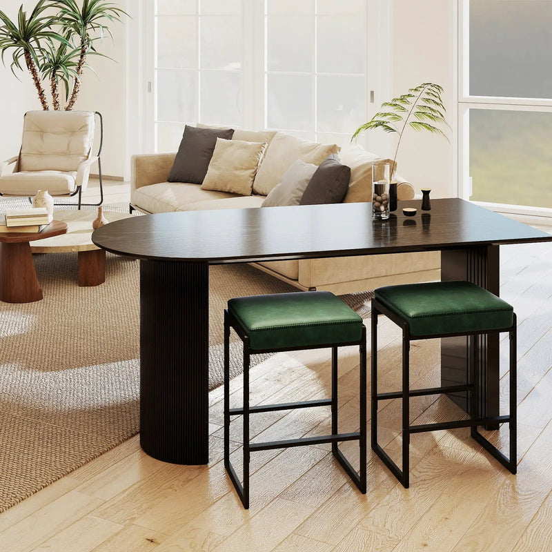26 inch Bar Stools Set of 4 Counter Height Barstools with Faux Leather Upholstered Seat by DirectDeals